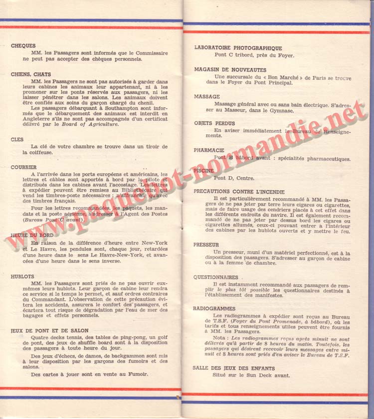 PAQUEBOT NORMANDIE - LISTE DES PASSAGERS DU 15 JUIN 1938 - 1ère CLASSE / 1-8