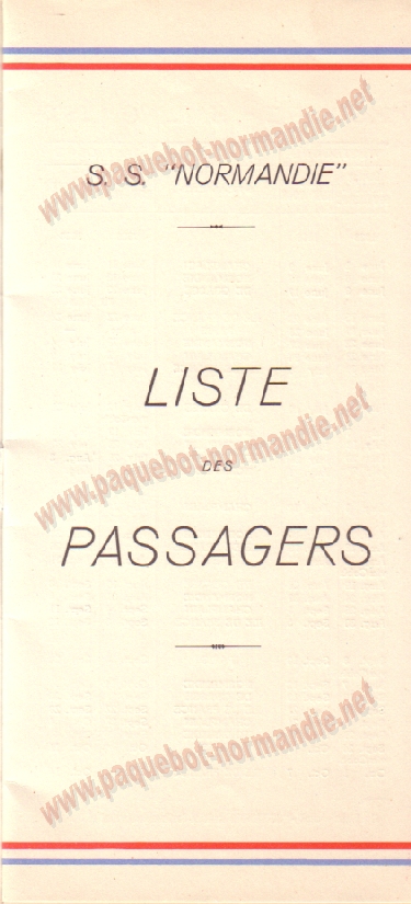 Paquebot s/s Normandie - LISTE PASSAGERS 15.06.38 / 3-