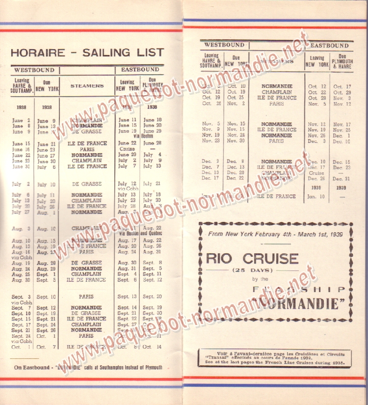 Paquebot s/s Normandie - LISTE PASSAGERS 15.06.38 / 3-2