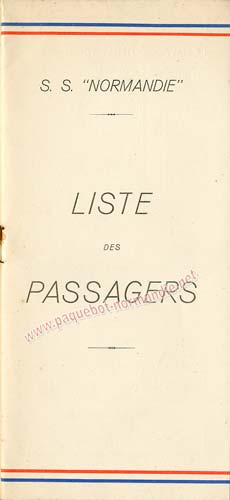 PAQUEBOT NORMANDIE - LISTE DES PASSAGERS DU 15 OCTOBRE 1937 - 2ème CLASSE / 2-1