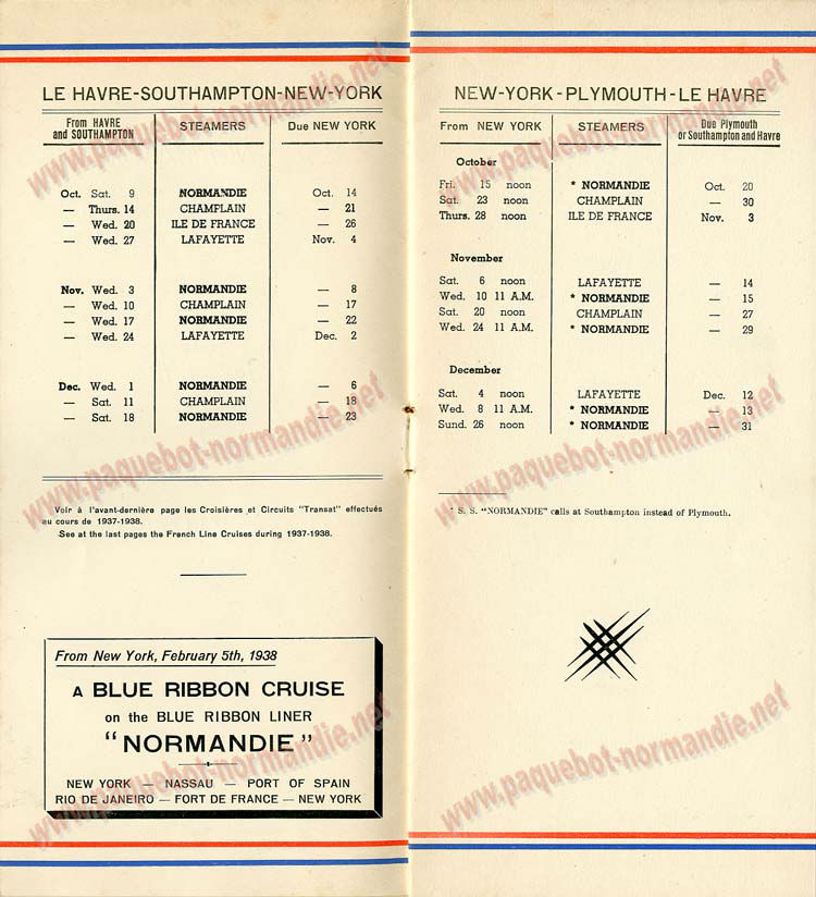 PAQUEBOT NORMANDIE - LISTE DES PASSAGERS DU 15 OCTOBRE 1937 - 2ème CLASSE / 2-2