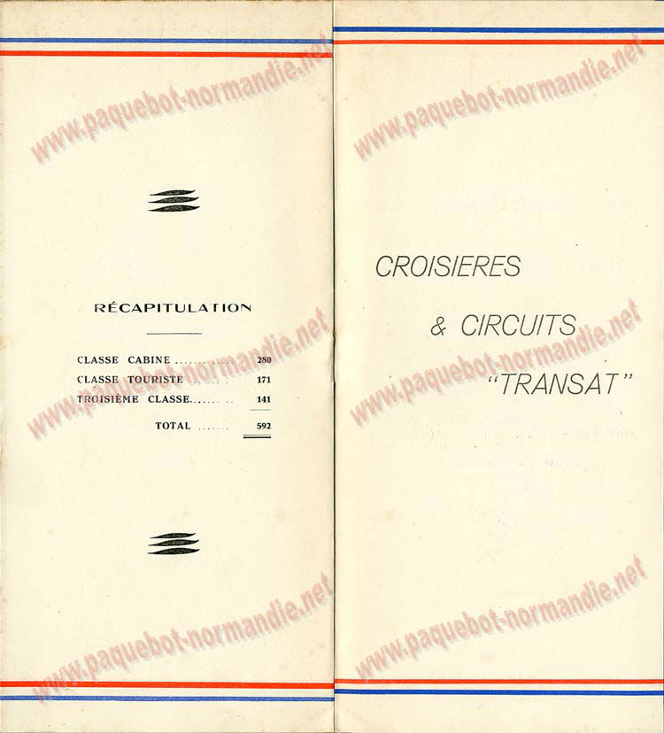 PAQUEBOT NORMANDIE - LISTE DES PASSAGERS DU 15 OCTOBRE 1937 - 2ème CLASSE / 2-5