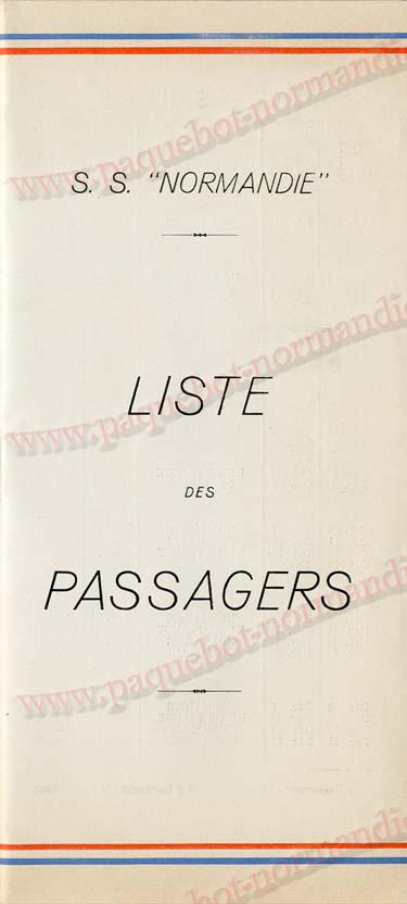 Paquebot s/s Normandie - LISTE PASSAGERS 16.08.39 / 2-2