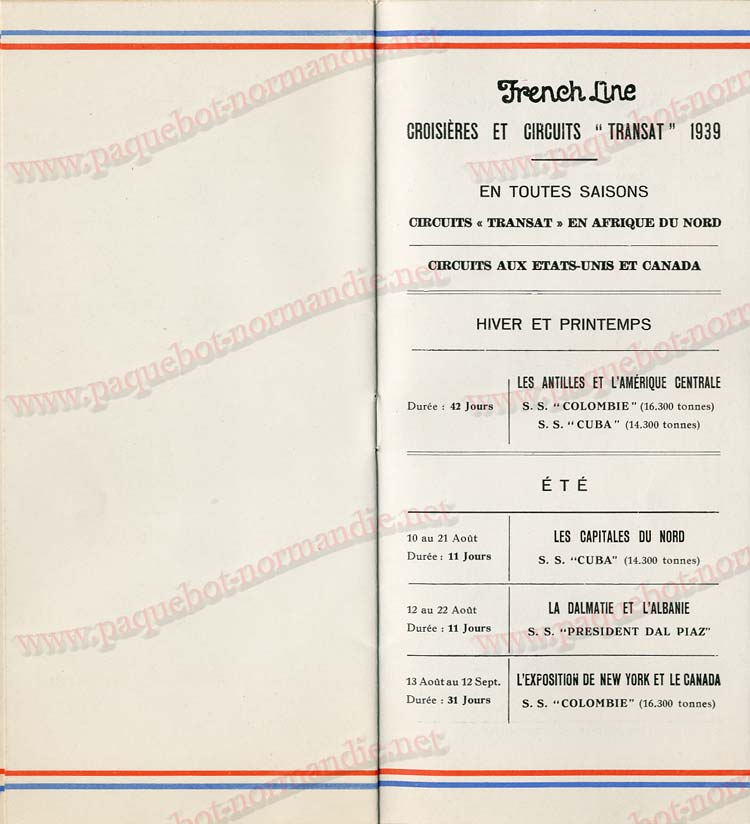 Paquebot s/s Normandie - LISTE PASSAGERS 16.08.39 / 2-7