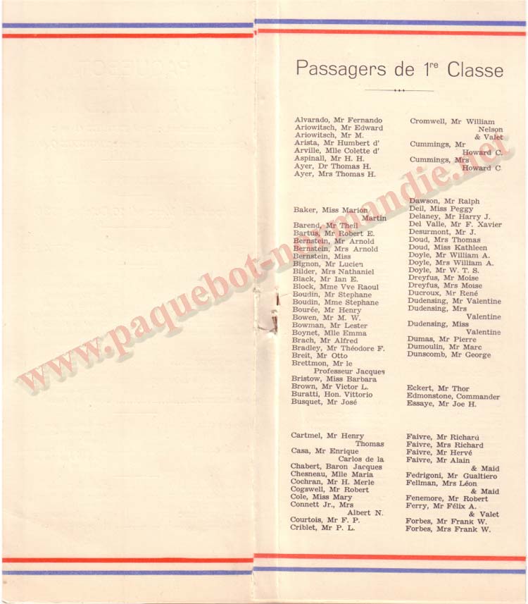 LISTE PASSAGERS 16-10-35 / 1-4