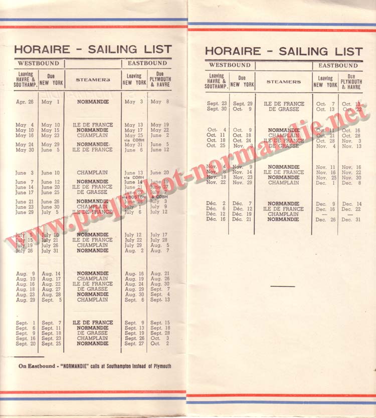 PAQUEBOT NORMANDIE - LISTE DES PASSAGERS DU 17 MAI 1939 - 2ème CLASSE / 2-2