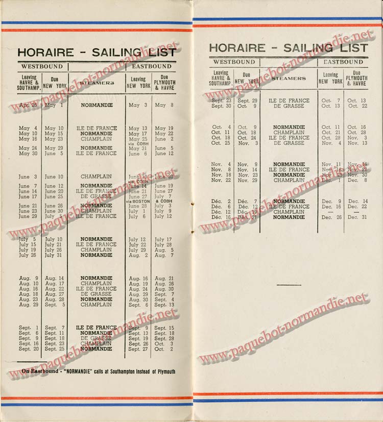 PAQUEBOT NORMANDIE - LISTE DES PASSAGERS DU 17 MAI 1939 - 3ème CLASSE / 3-2