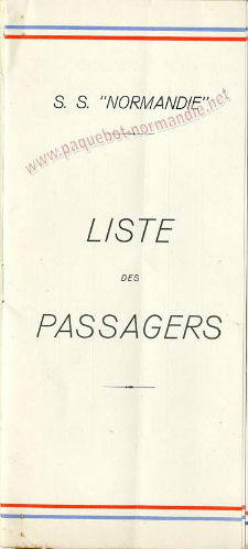 S.S NORMANDIE - LISTE PASSAGERS DU 17 AOUT 1938 - 3ème CLASSE / 3-1