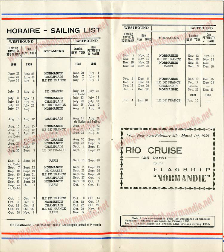 S.S NORMANDIE - LISTE PASSAGERS DU 17 AOUT 1938 - 3ème CLASSE / 3-2