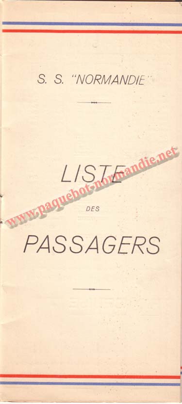 PAQUEBOT NORMANDIE - LISTE DES PASSAGERS DU 21 SEPTEMBRE 1938 - 2ème CLASSE / 2-2