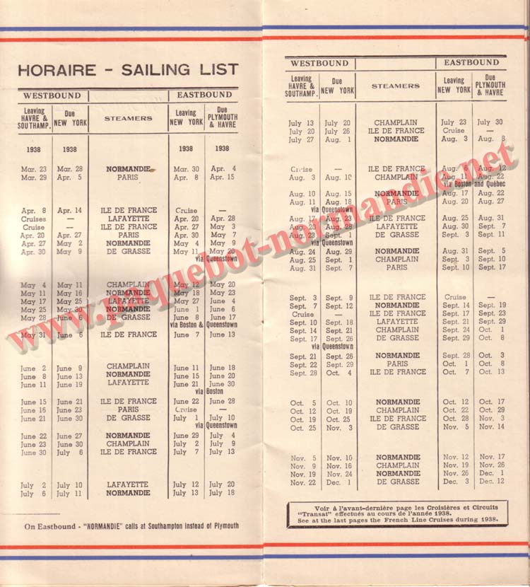 PAQUEBOT NORMANDIE - LISTE DES PASSAGERS DU 23 MARS 1938 - 2ème CLASSE / 2-2