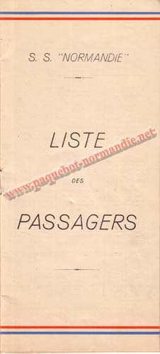 PAQUEBOT NORMANDIE - LISTE DES PASSAGERS DU 23 AOUT1939 - 2ème CLASSE / 2-1