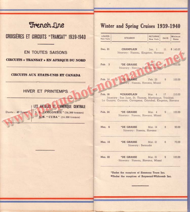 PAQUEBOT NORMANDIE - LISTE DES PASSAGERS DU 23 AOUT1939 - 2ème CLASSE / 2-8