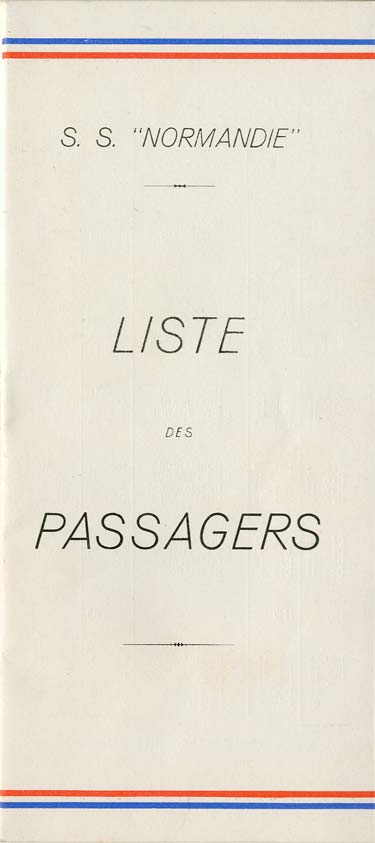  S.S NORMANDIE - LISTE PASSAGERS DU 23 AOUT 1939 - 3ème CLASSE / 3-1