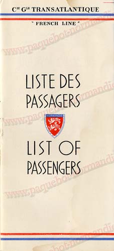 Paquebot s/s Normandie - LISTE PASSAGERS - PASSENGERS LIST 24.07.35 / 1-1