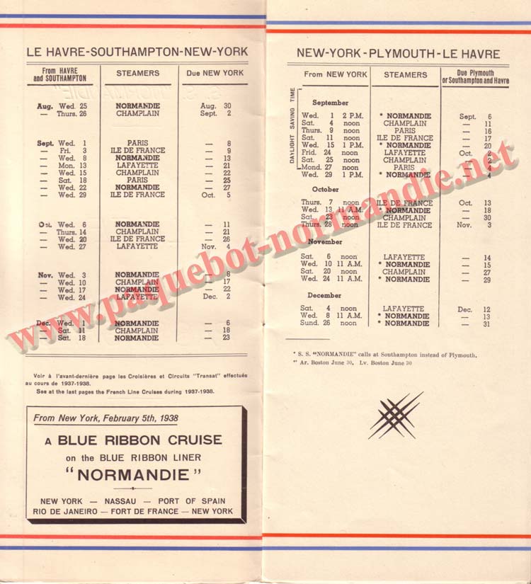 PAQUEBOT NORMANDIE - LISTE DES PASSAGERS DU 25 AOUT 1937 - 2ème CLASSE / 2-2