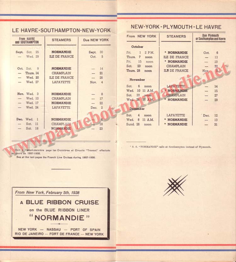 PAQUEBOT NORMANDIE - LISTE DES PASSAGERS DU 25 SEPTEMBRE 1937 - 2ème CLASSE / 2-2