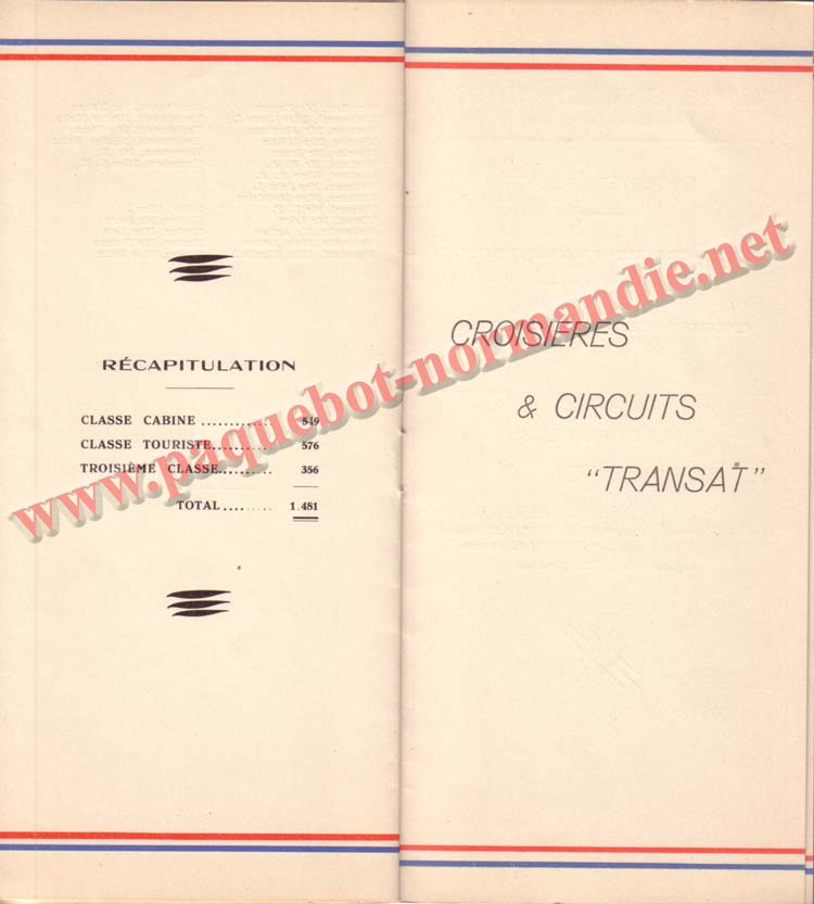 PAQUEBOT NORMANDIE - LISTE DES PASSAGERS DU 25 SEPTEMBRE 1937 - 2ème CLASSE / 2-7