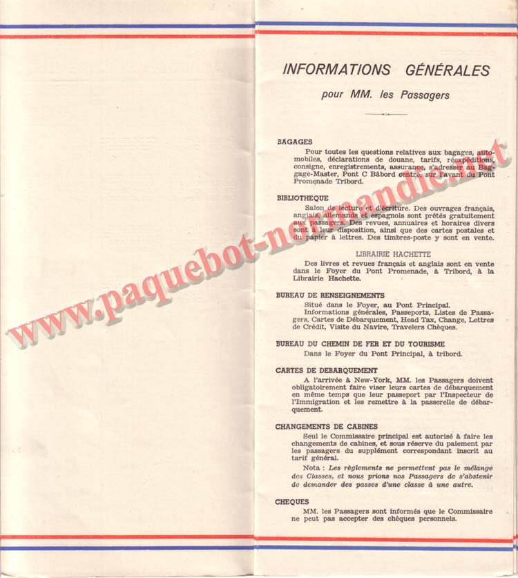 PAQUEBOT NORMANDIE - LISTE DES PASSAGERS DU 26 DECEMBRE 1938 - 1ère CLASSE / 1-3