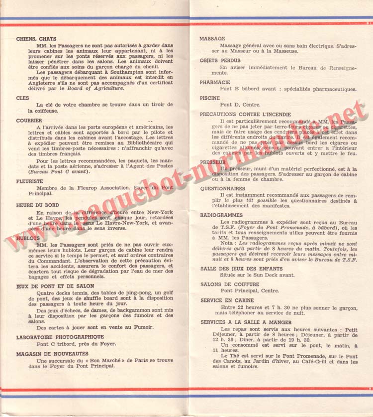 PAQUEBOT NORMANDIE - LISTE DES PASSAGERS DU 26 DECEMBRE 1938 - 1ère CLASSE / 1-4