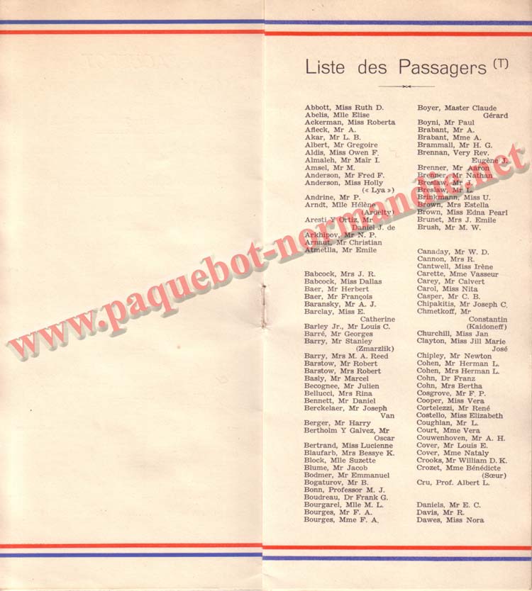 LISTE PASSAGERS DU 26 DECEMBRE 1936 - 2ème CLASSE / 2-2