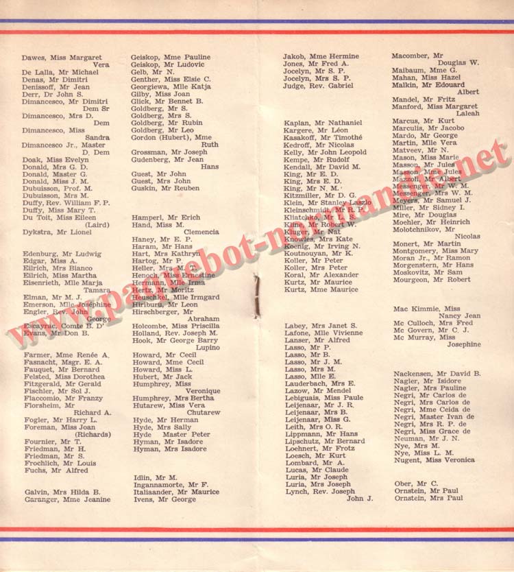 LISTE PASSAGERS DU 26 DECEMBRE 1936 - 2ème CLASSE / 2-3