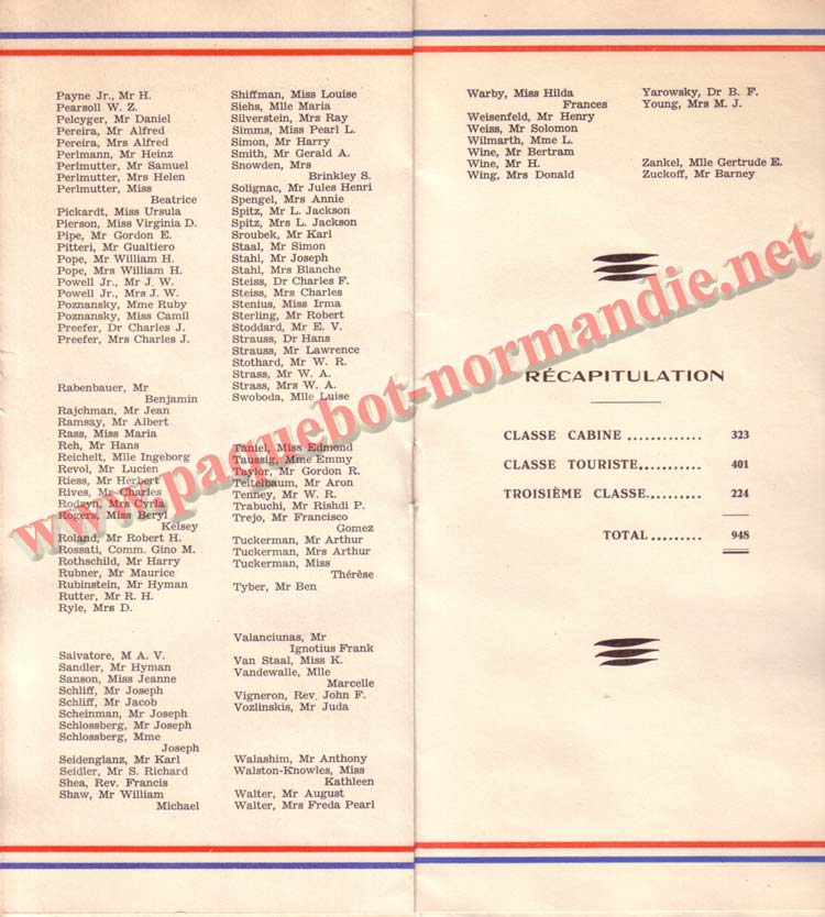 LISTE PASSAGERS DU 26 DECEMBRE 1936 - 2ème CLASSE / 2-4