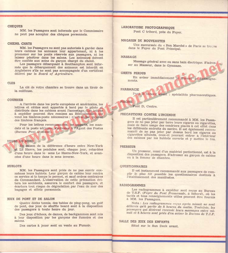 PAQUEBOT NORMANDIE - LISTE DES PASSAGERS DU 27 AVRIL 1938 - 1ère CLASSE / 1-8