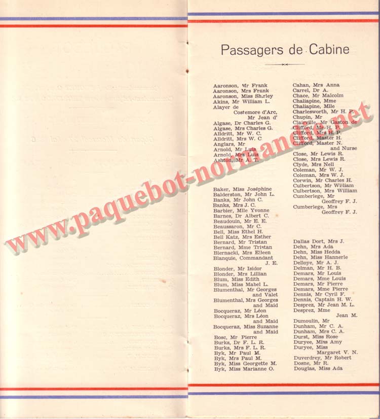 LISTE PASSAGERS 27-05-36 / 1-2-2