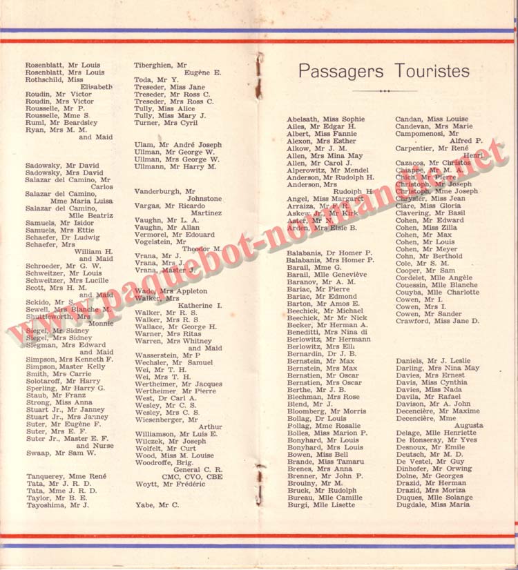 LISTE PASSAGERS 27-05-36 / 1-2-4