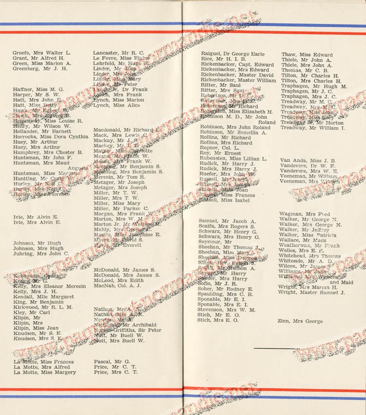 S.S NORMANDIE - LISTE PASSAGERS DU 27 JUILLET 1938 - 1ère CLASSE / 1-