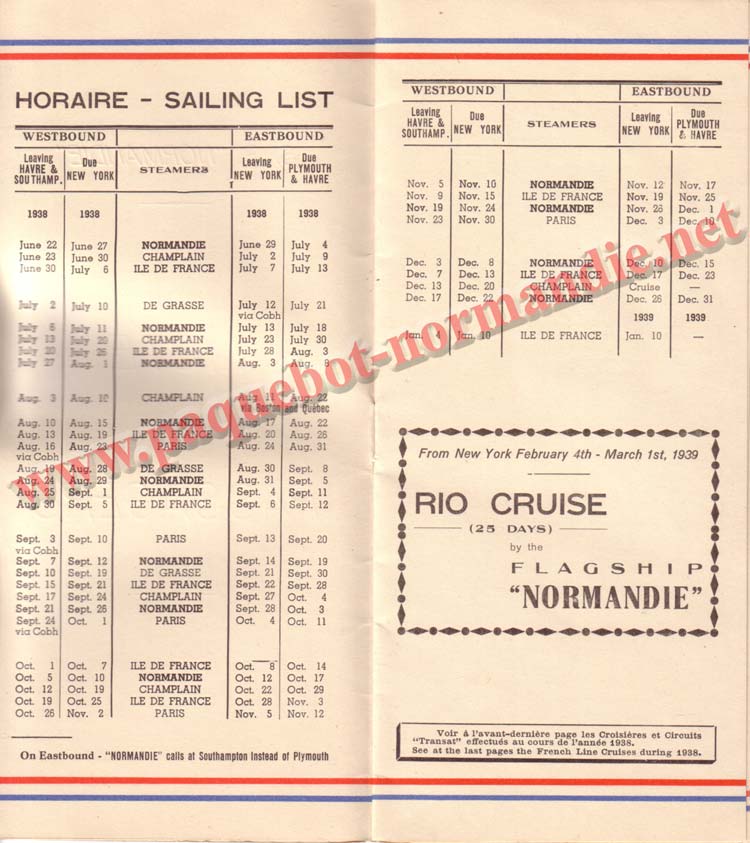 PAQUEBOT NORMANDIE - LISTE DES PASSAGERS DU 27 JUILLET 1938 - 2ème CLASSE / 2-2