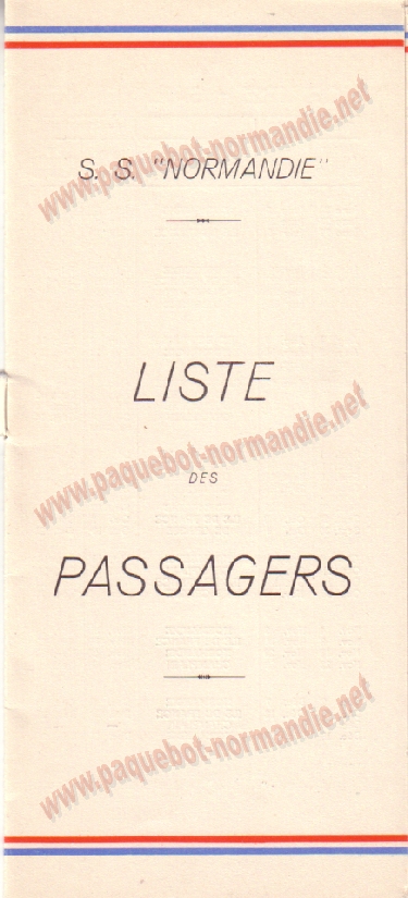 Paquebot s/s Normandie - LISTE PASSAGERS 28.06.39 / 2-1