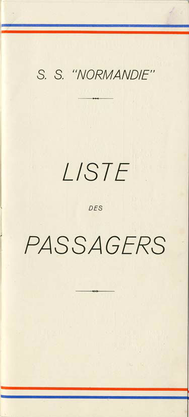 S.S NORMANDIE - LISTE PASSAGERS DU 28 Juillet 1937 - CLASSE TOURISTE / 2-1