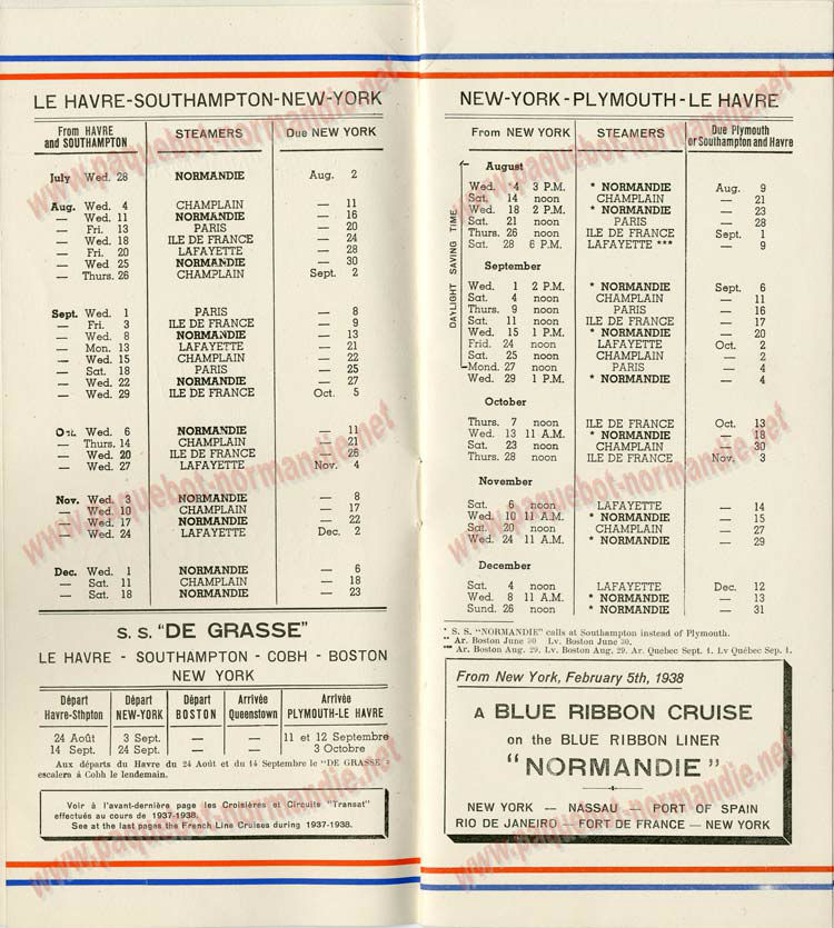 S.S NORMANDIE - LISTE PASSAGERS DU 28 Juillet 1937 - CLASSE TOURISTE / 2-2