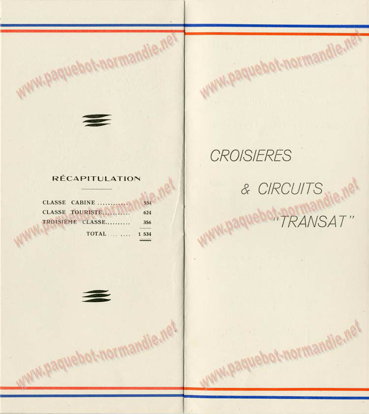 S.S NORMANDIE - LISTE PASSAGERS DU 28 Juillet 1937 - CLASSE TOURISTE / 2-7