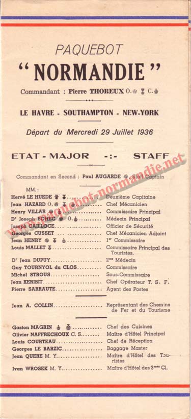 LISTE PASSAGERS DU 29 JUILLET 1936 - 2ème CLASSE / 2-1