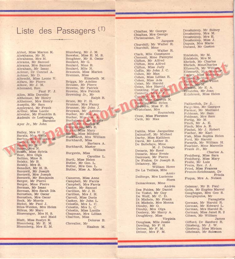 LISTE PASSAGERS DU 29 JUILLET 1936 - 2ème CLASSE / 2-2