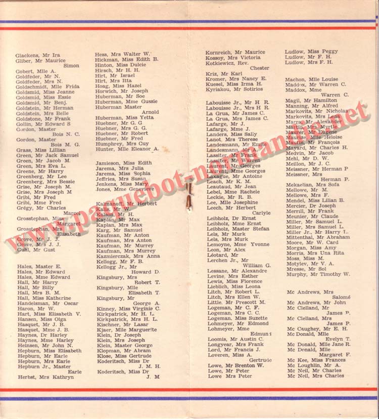 LISTE PASSAGERS DU 29 JUILLET 1936 - 2ème CLASSE / 2-3