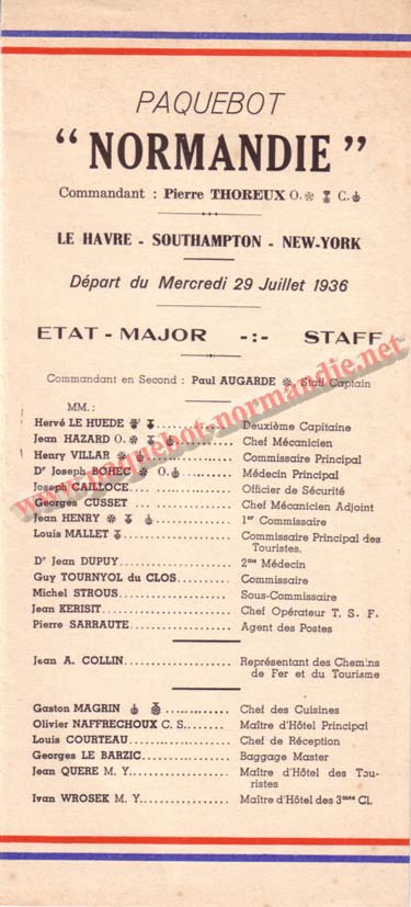 LISTE PASSAGERS DU 29 JUILLET 1936 - 3ème CLASSE / 3-1