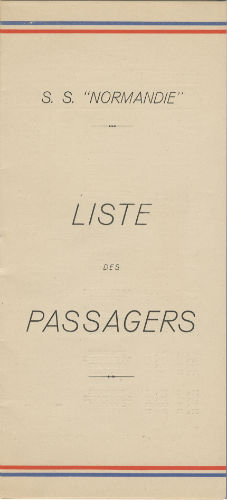 PAQUEBOT NORMANDIE- LISTE DES PASSAGERS DU 21 JUIN 1939 - 1