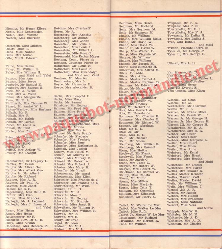 PAQUEBOT NORMANDIE - LISTE PASSAGERS DU 30 JUIN 1937 - 1ère CLASSE / 1-6