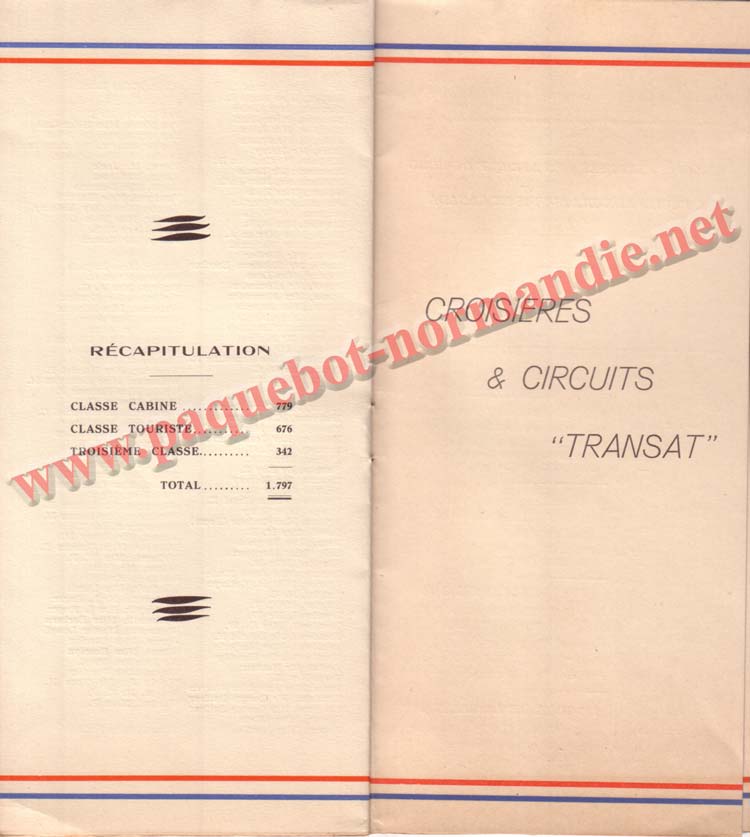 PAQUEBOT NORMANDIE - LISTE PASSAGERS DU 30 JUIN 1937 - 2ème CLASSE / 2-7