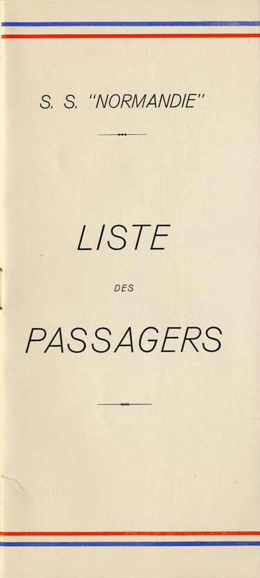 PAQUEBOT S.S NORMANDIE - PASSENGER LIST - LISTE DES PASSAGERS DU 30 JUIN 1937 - 3ème CLASSE / 3-1