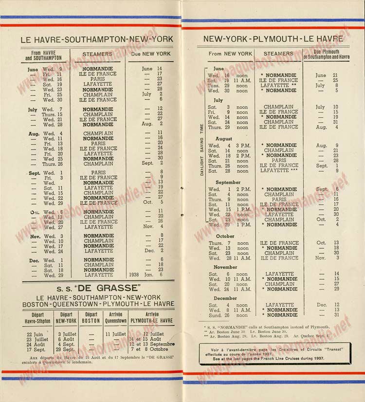 PAQUEBOT S.S NORMANDIE - PASSENGER LIST - LISTE DES PASSAGERS DU 30 JUIN 1937 - 3ème CLASSE / 3-