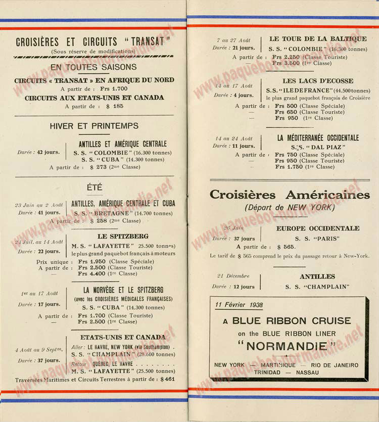 PAQUEBOT S.S NORMANDIE - PASSENGER LIST - LISTE DES PASSAGERS DU 30 JUIN 1937 - 3ème CLASSE / 3-6