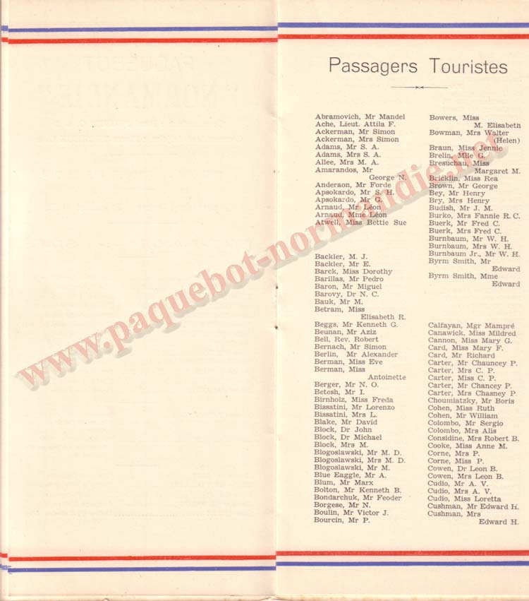 LISTE PASSAGERS 29.05.35 / 2-4