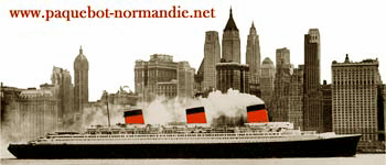 S.S NORMANDIE DEVANT LA SKYLINE DE NEW YORK