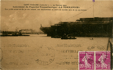 PAQUEBOT S.S NORMANDIE - CARTE POSTALE CLASSIQUE SEPIA - EDITEUR : NOZAIS - REF.SITE NOZC 1-5