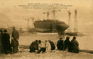 PAQUEBOT S.S NORMANDIE - CARTE POSTALE CLASSIQUE SEPIA - EDITEUR : NOZAIS - REF.SITE NOZC 1-9